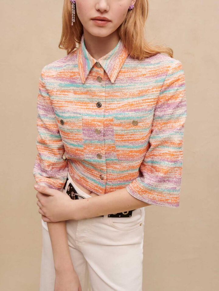 Chaqueta corta de tweed brillante