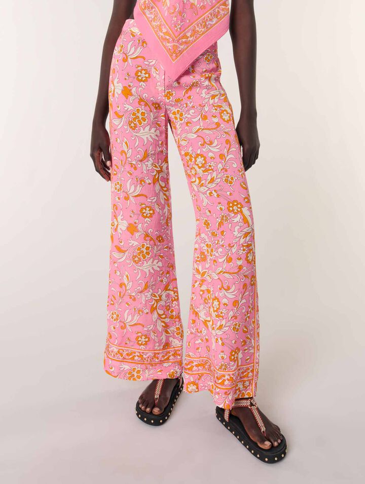 Pantalón de lino estampado