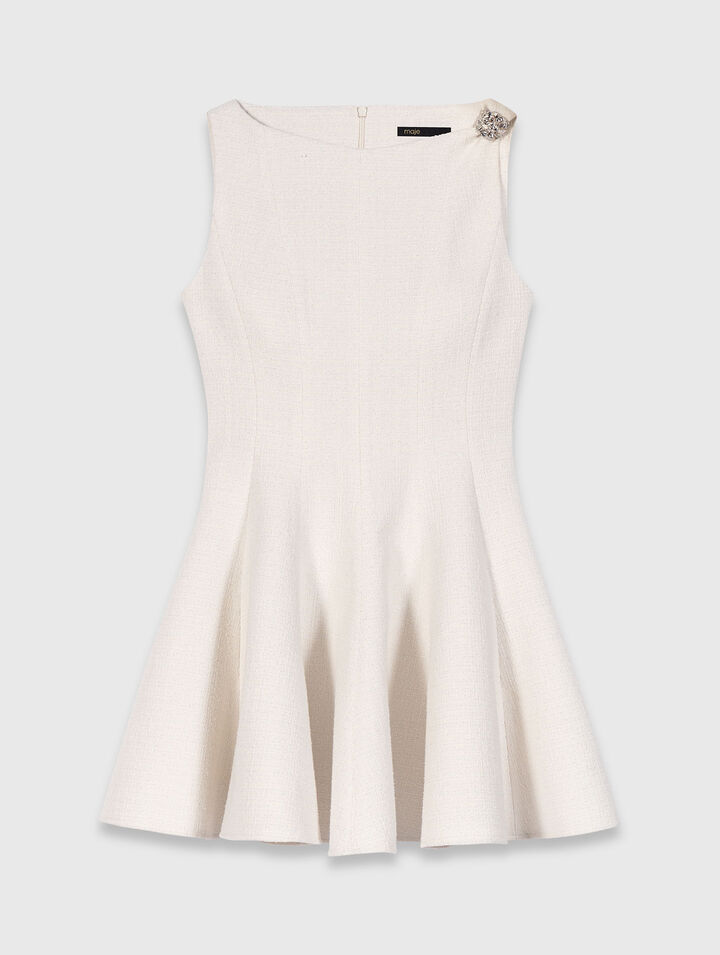 Vestido corto acampanado de tweed