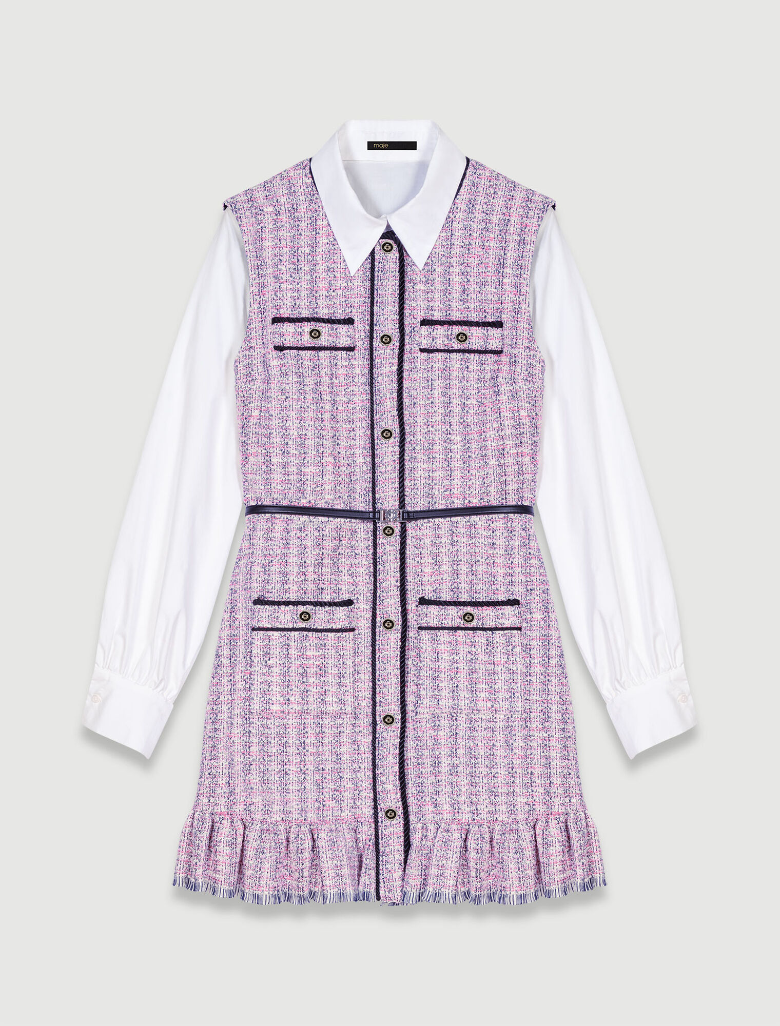 Vestido corto 2 en 1 de tweed