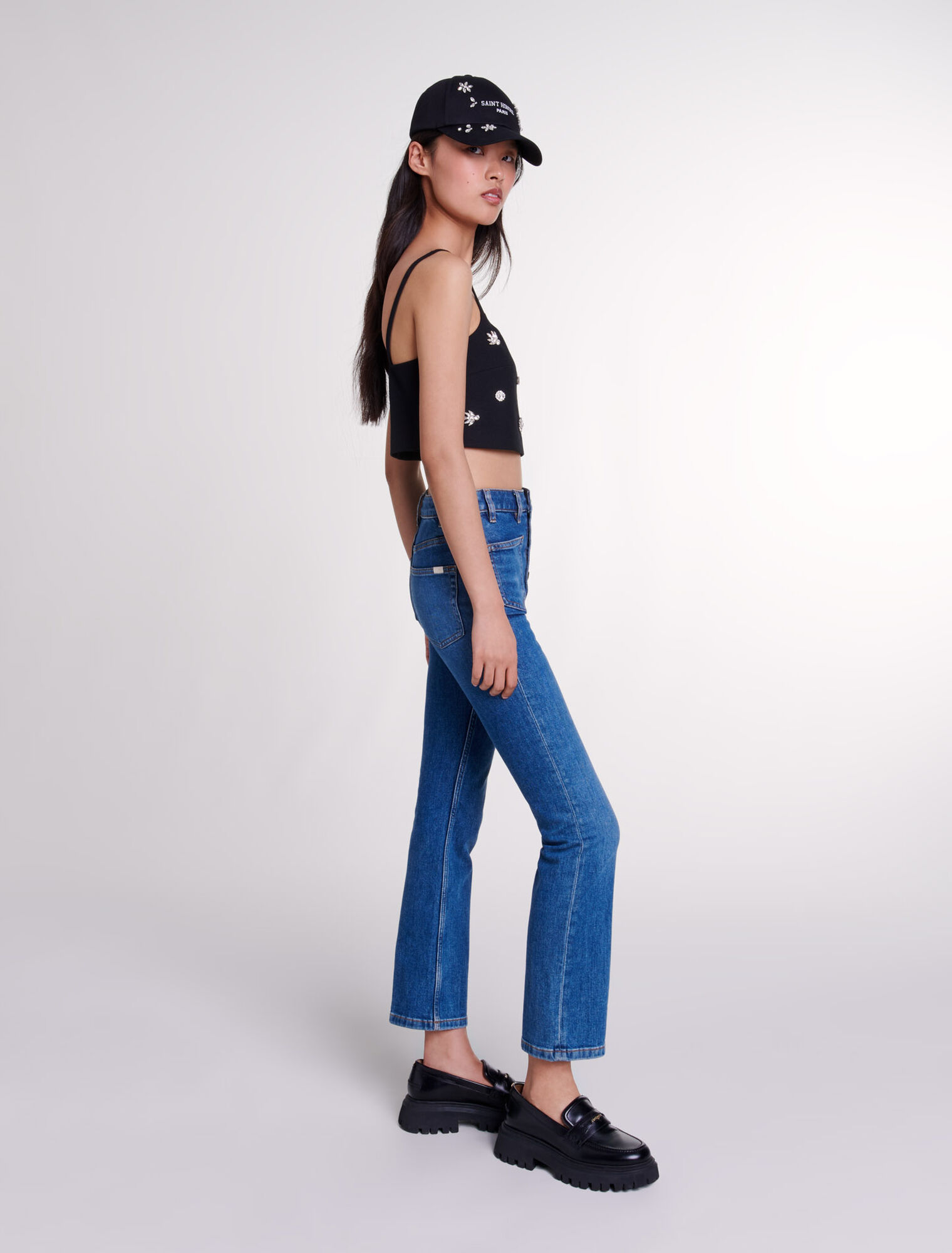 Crop top con strass