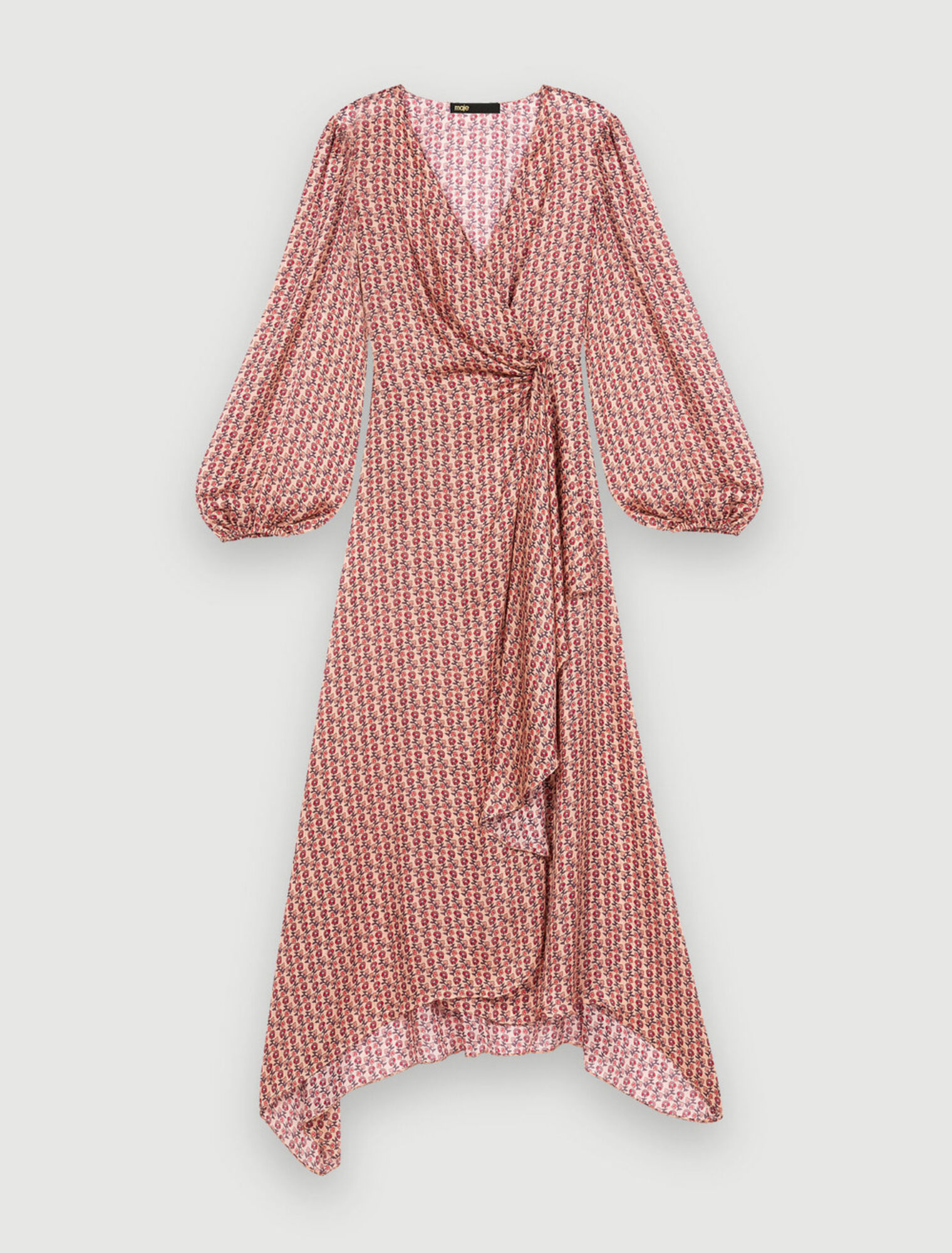 Vestido drapeado de satén estampado