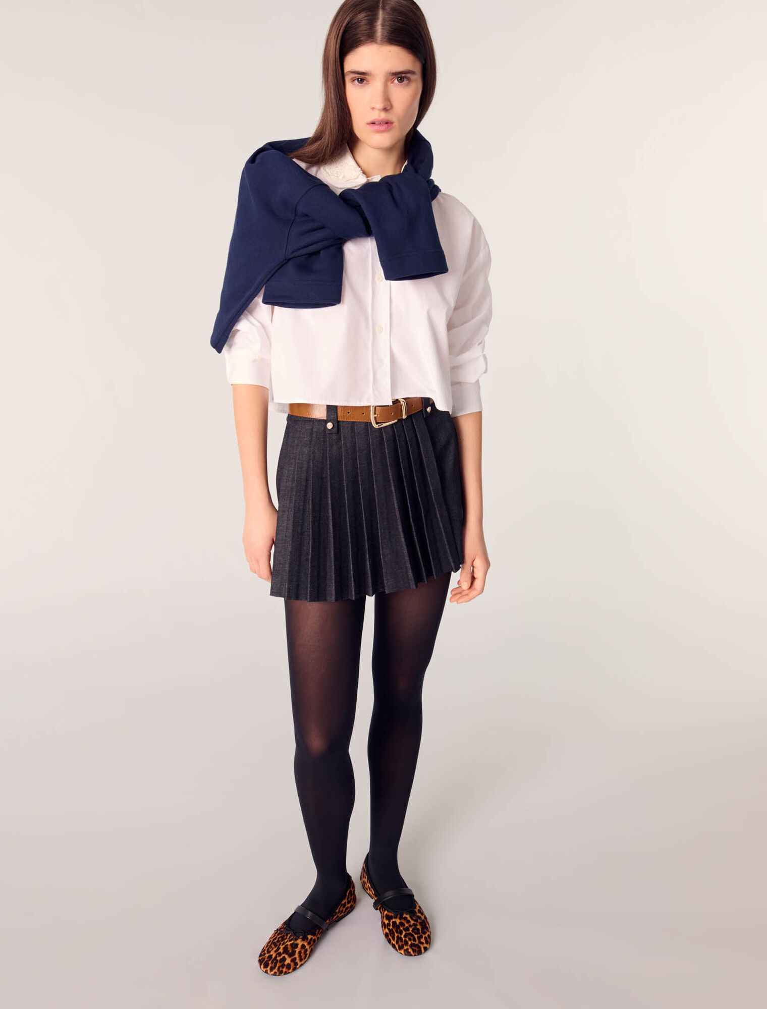 Short trampantojo de denim plisado