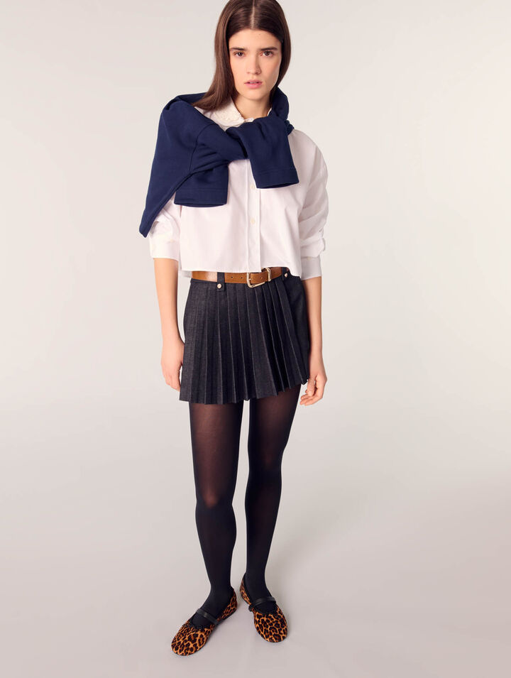 Short trampantojo de denim plisado