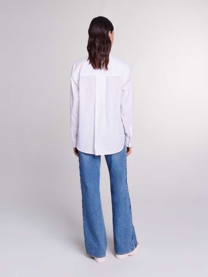 Camisa de popelina de algodón blanca