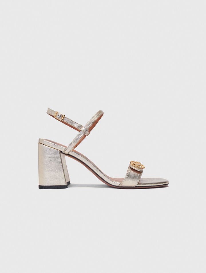 Sandalias de cuero metalizado