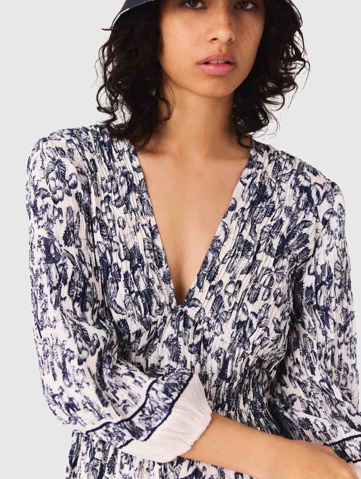 Vestido plisado estampado