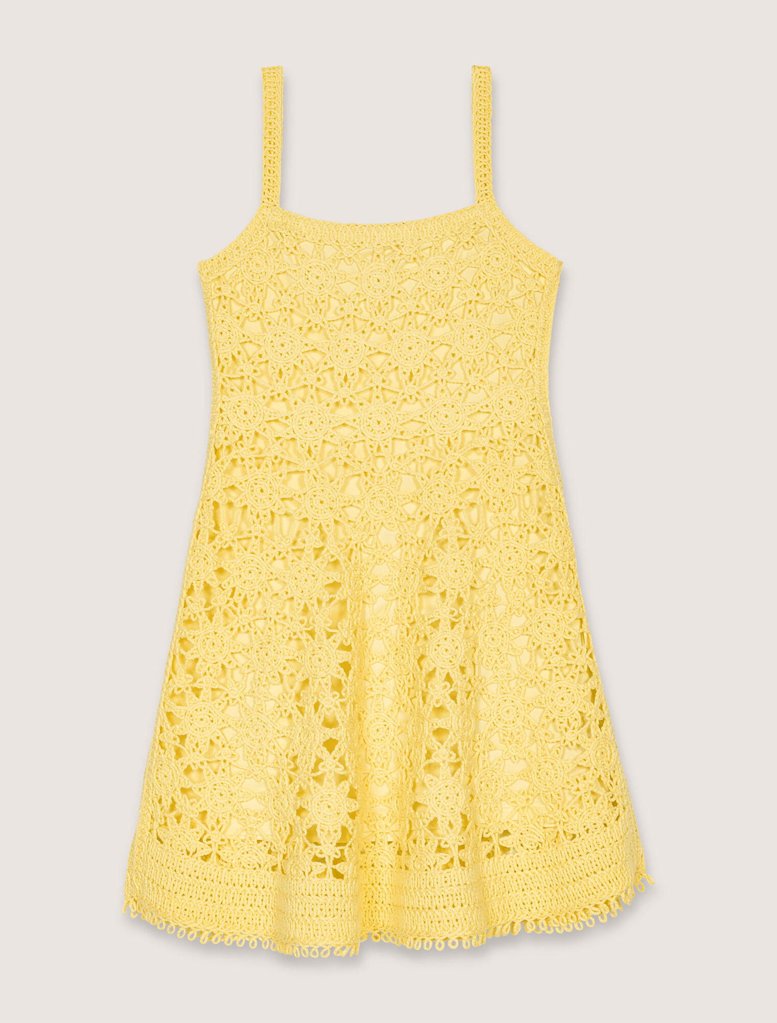 Vestido corto de tirantes de croché