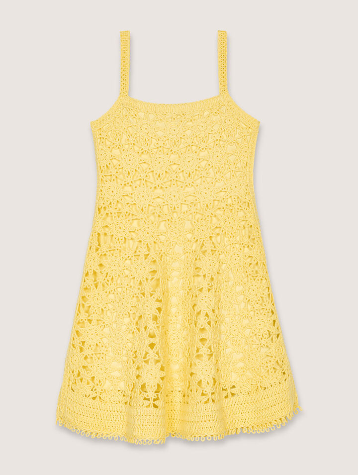 Vestido corto de tirantes de croché