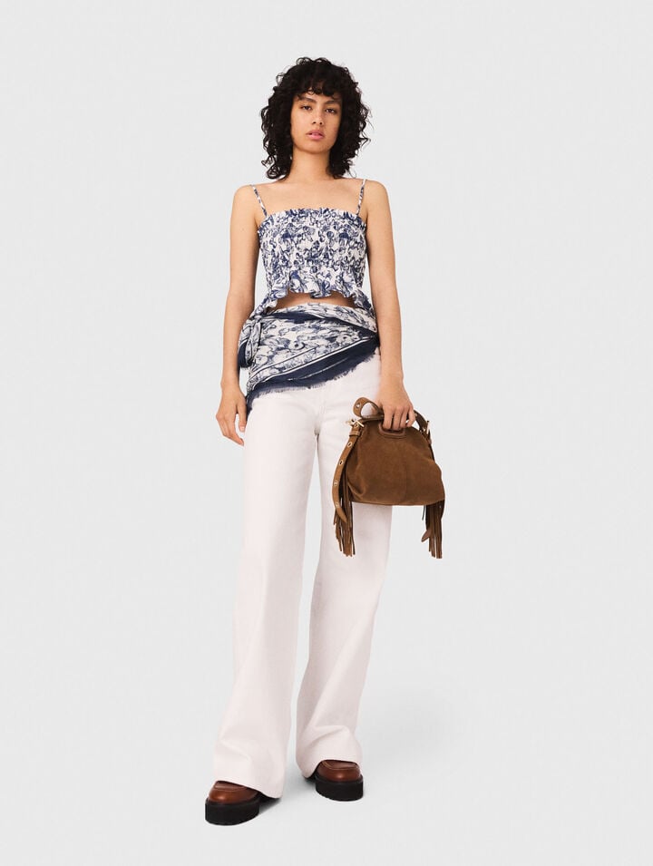 Top fruncido estampado