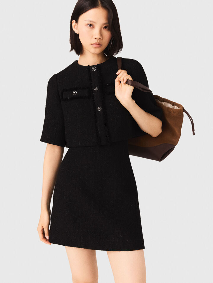 Vestido 2 en 1 de tweed brillante