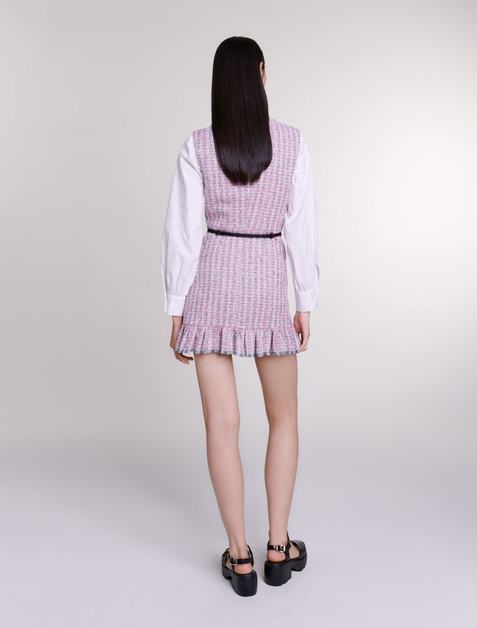 Vestido corto 2 en 1 de tweed