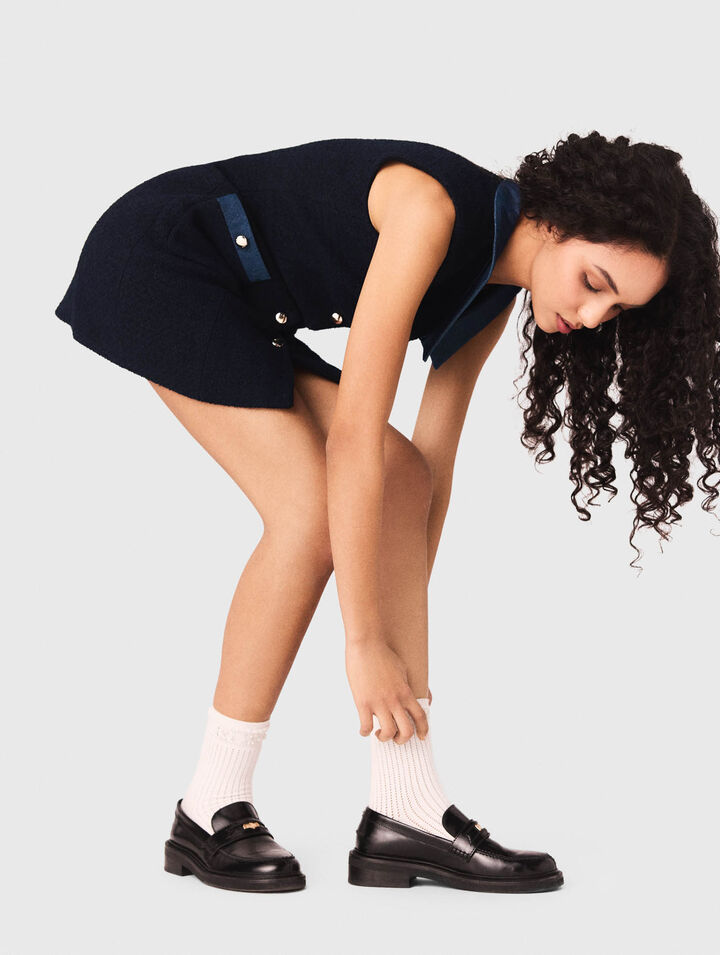 Vestido de tweed y detalles denim