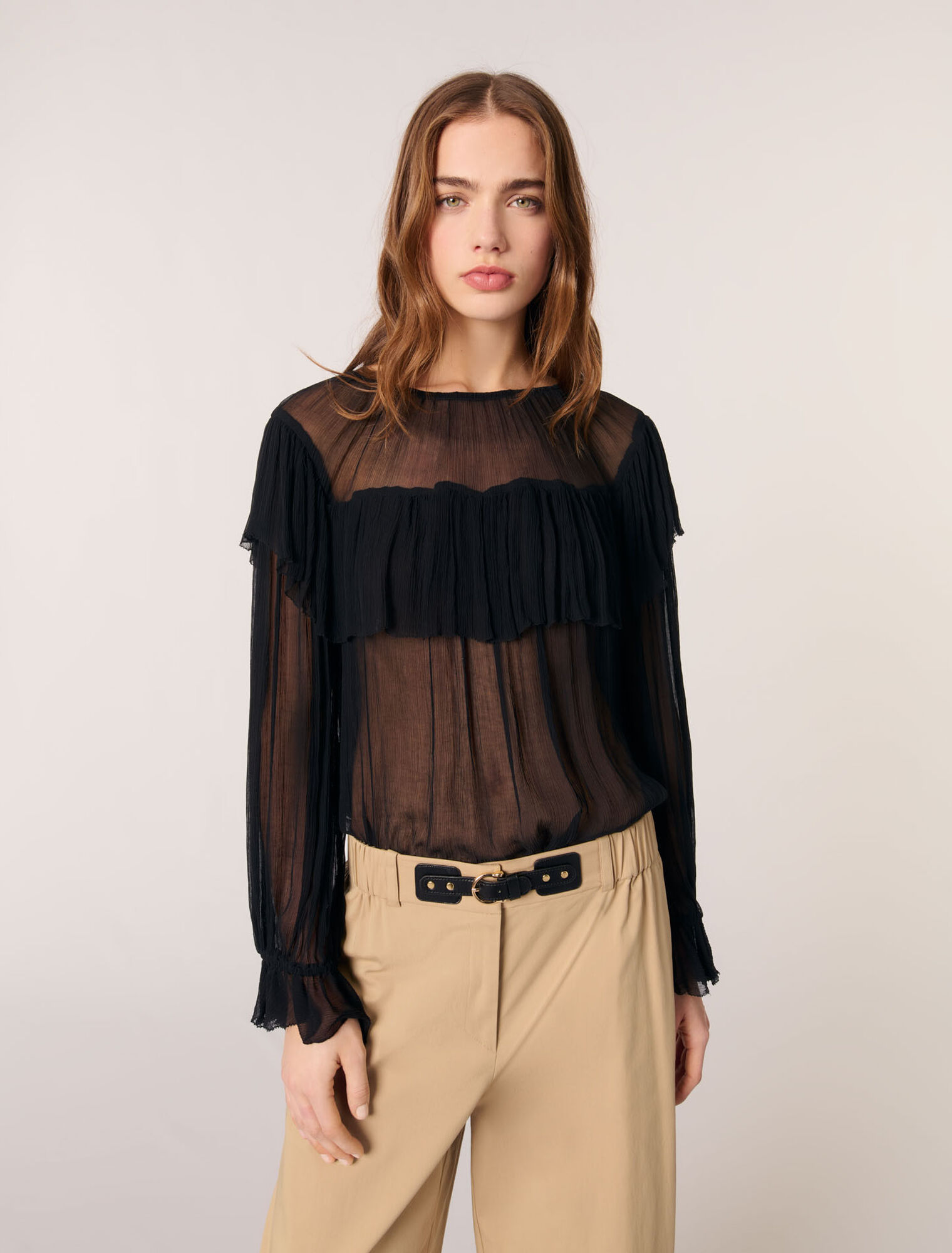 Top de muselina con volantes
