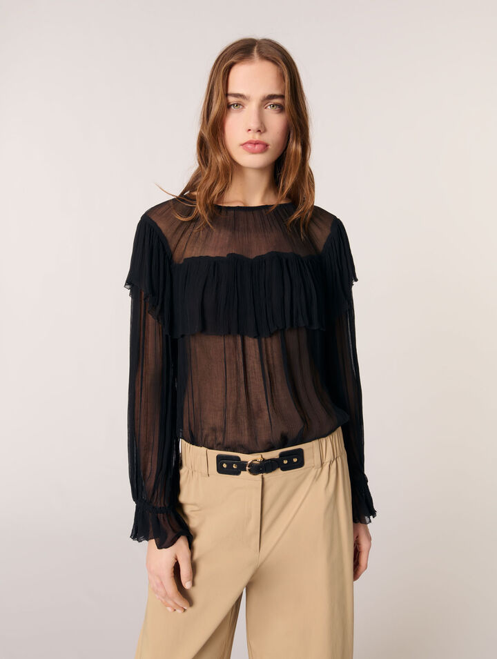 Top de muselina con volantes