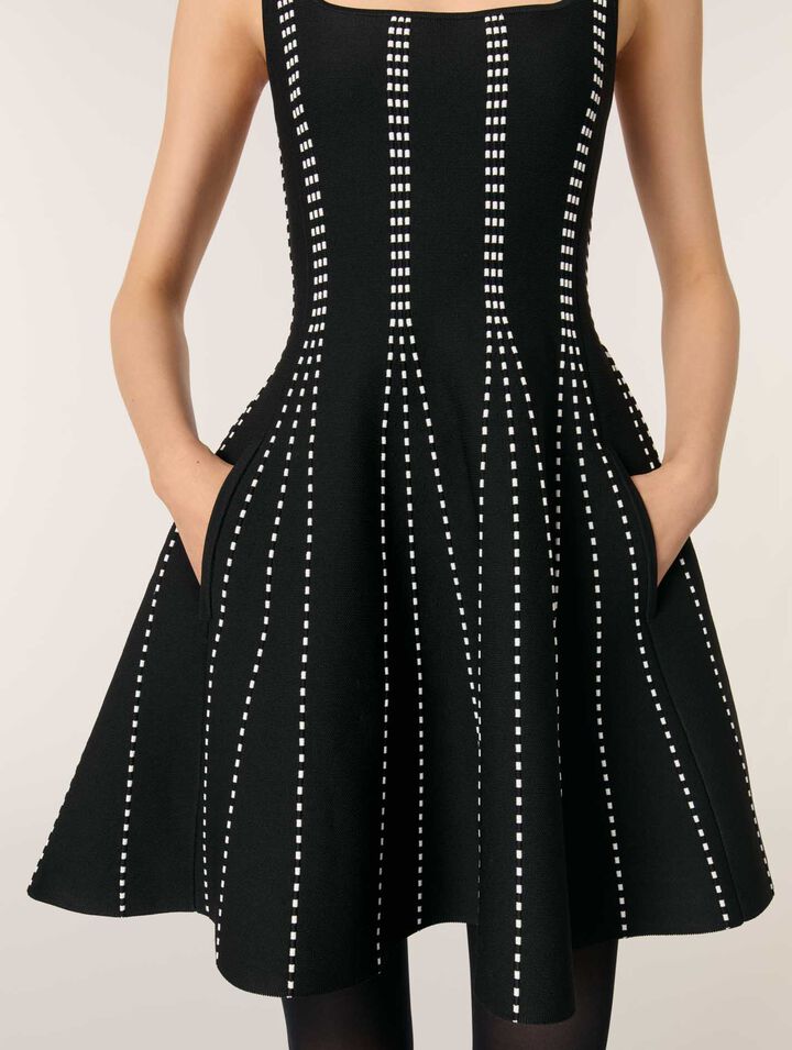 Vestido corto de punto jacquard
