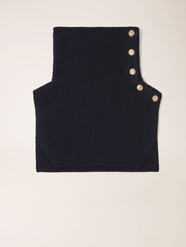 Cuello abotonado de mezcla de lana