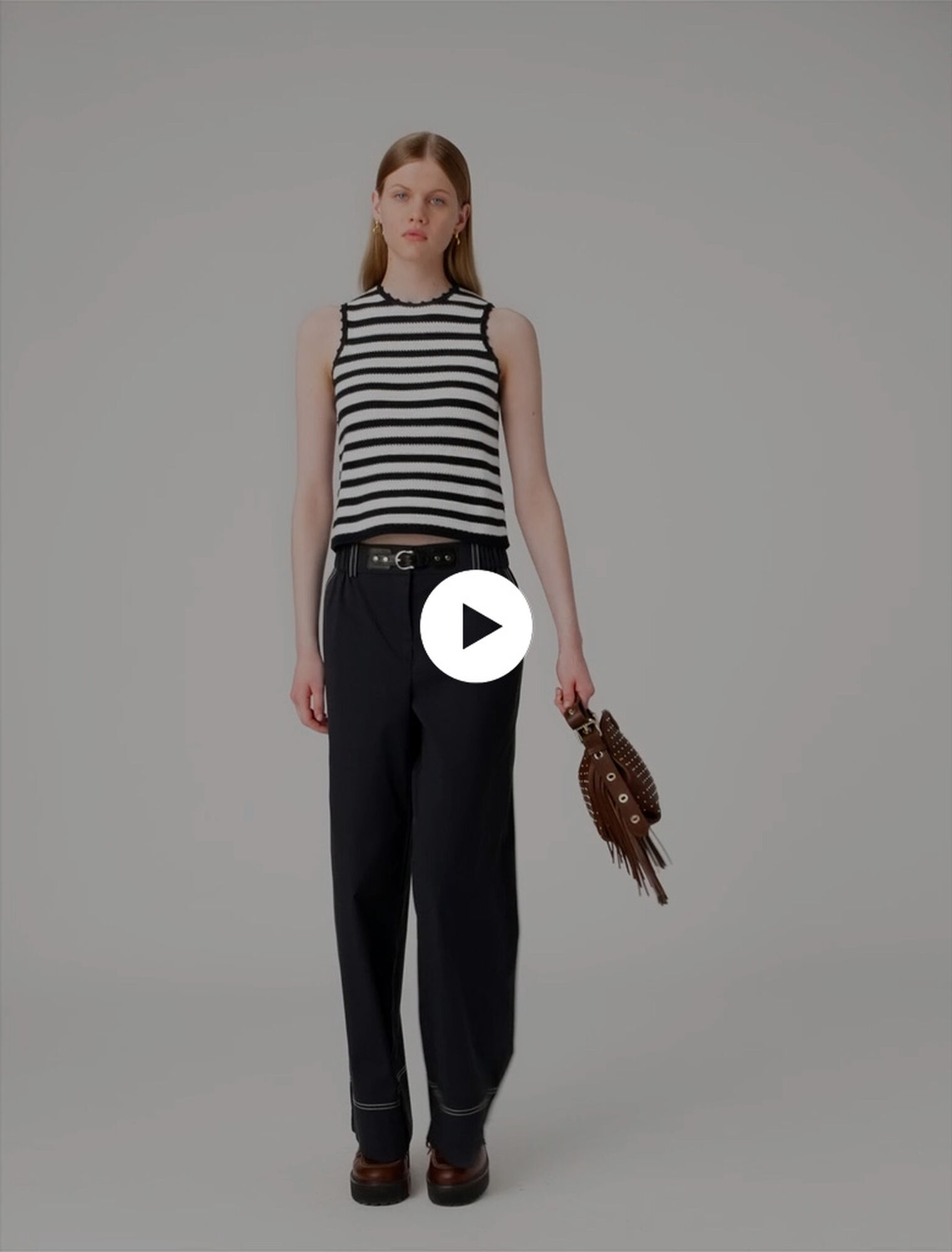 Pantalón algodón con cinturón cuero