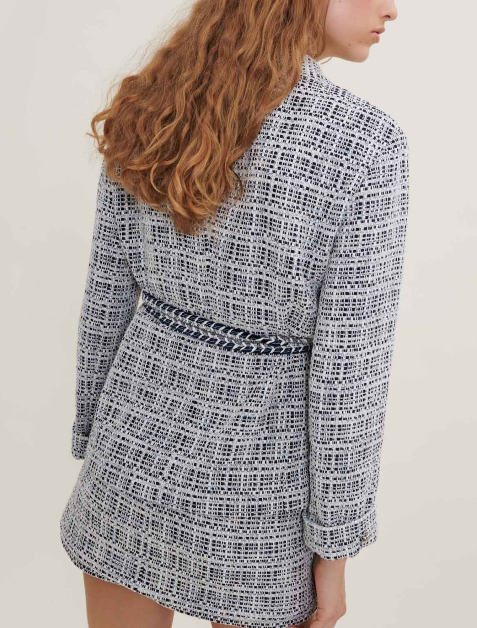 Chaqueta de tweed con cinturón