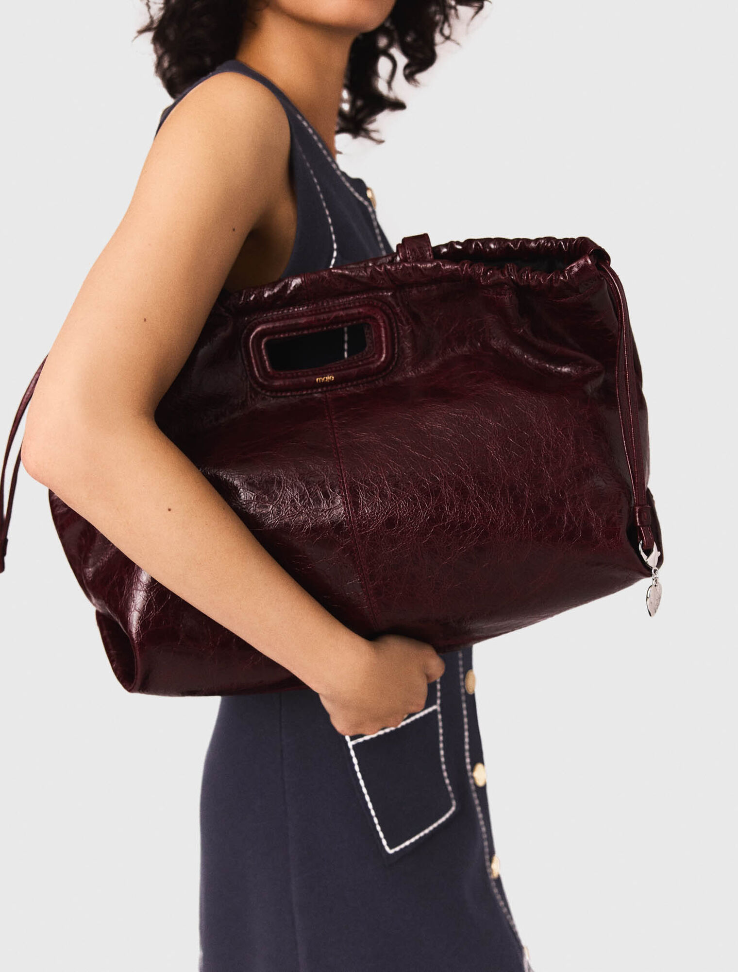 Bolso M Tote de cuero craquelado