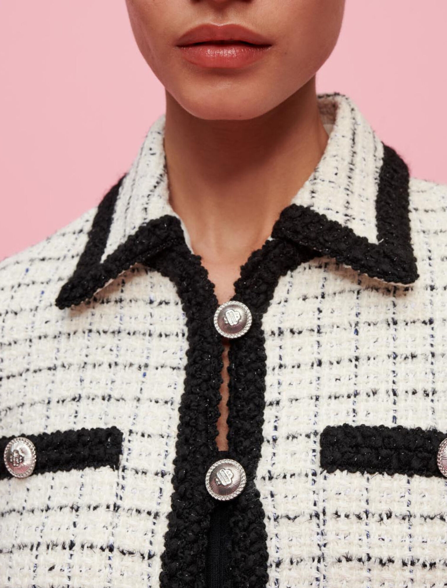 Chaqueta tweed moteado a cuadros