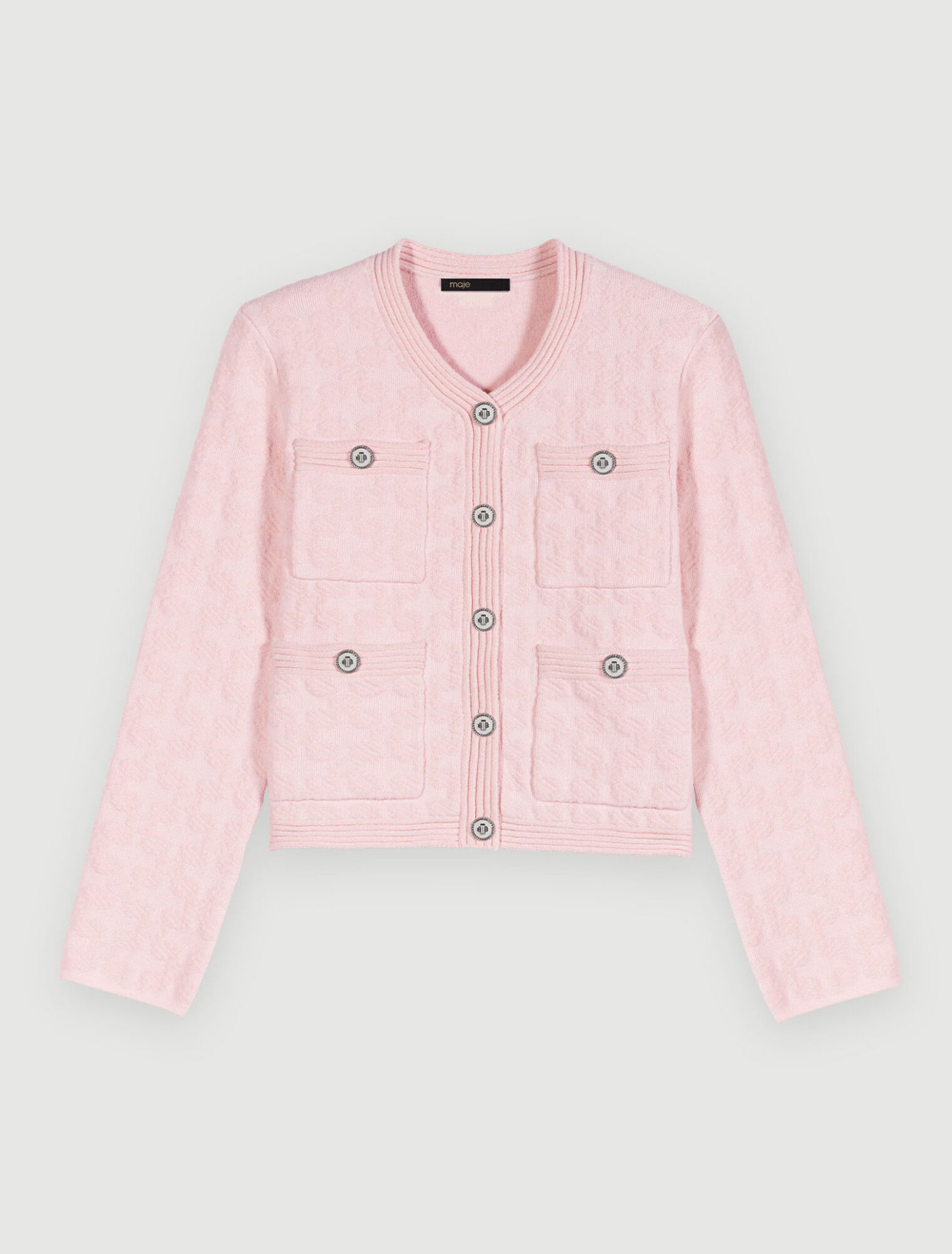 Cárdigan rosa de punto texturizado