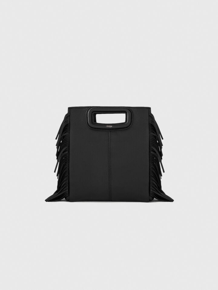 Bolso M con flecos de piel lisa