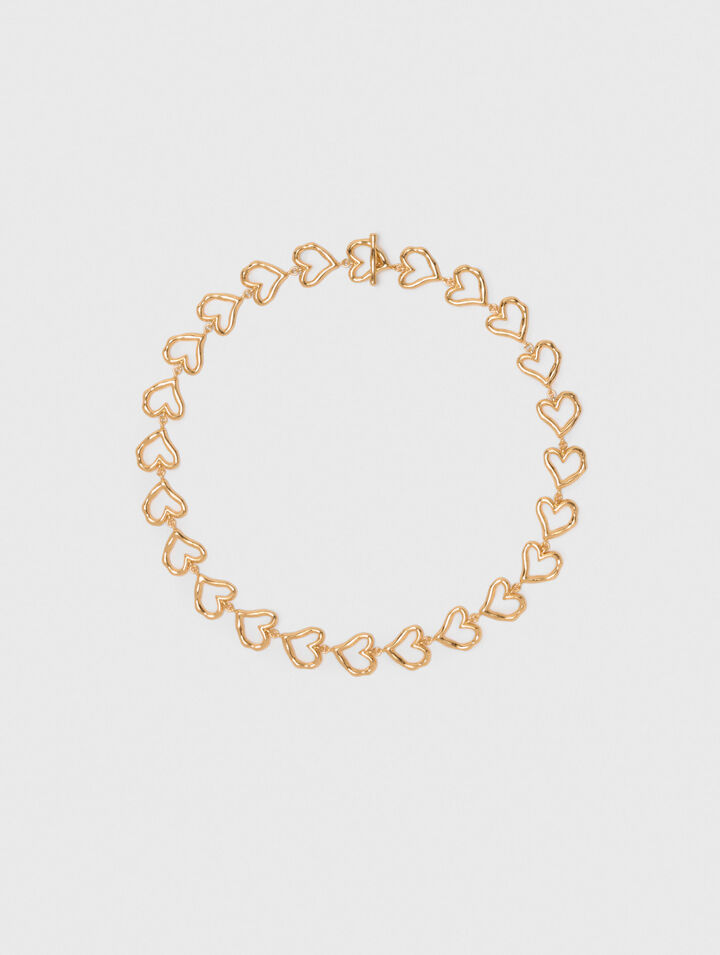 Collar corazón de latón dorado