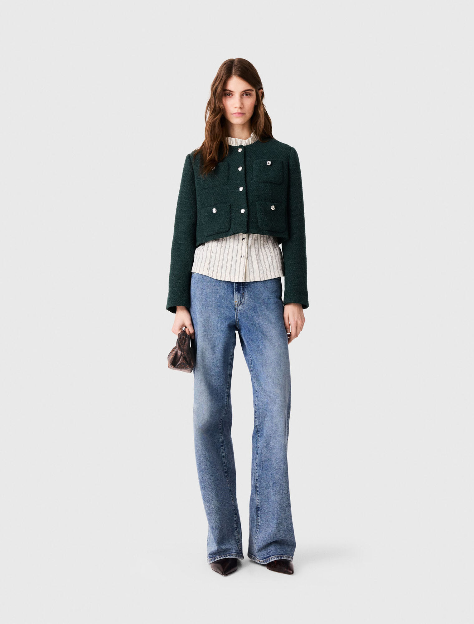 Chaqueta de tweed con flecos