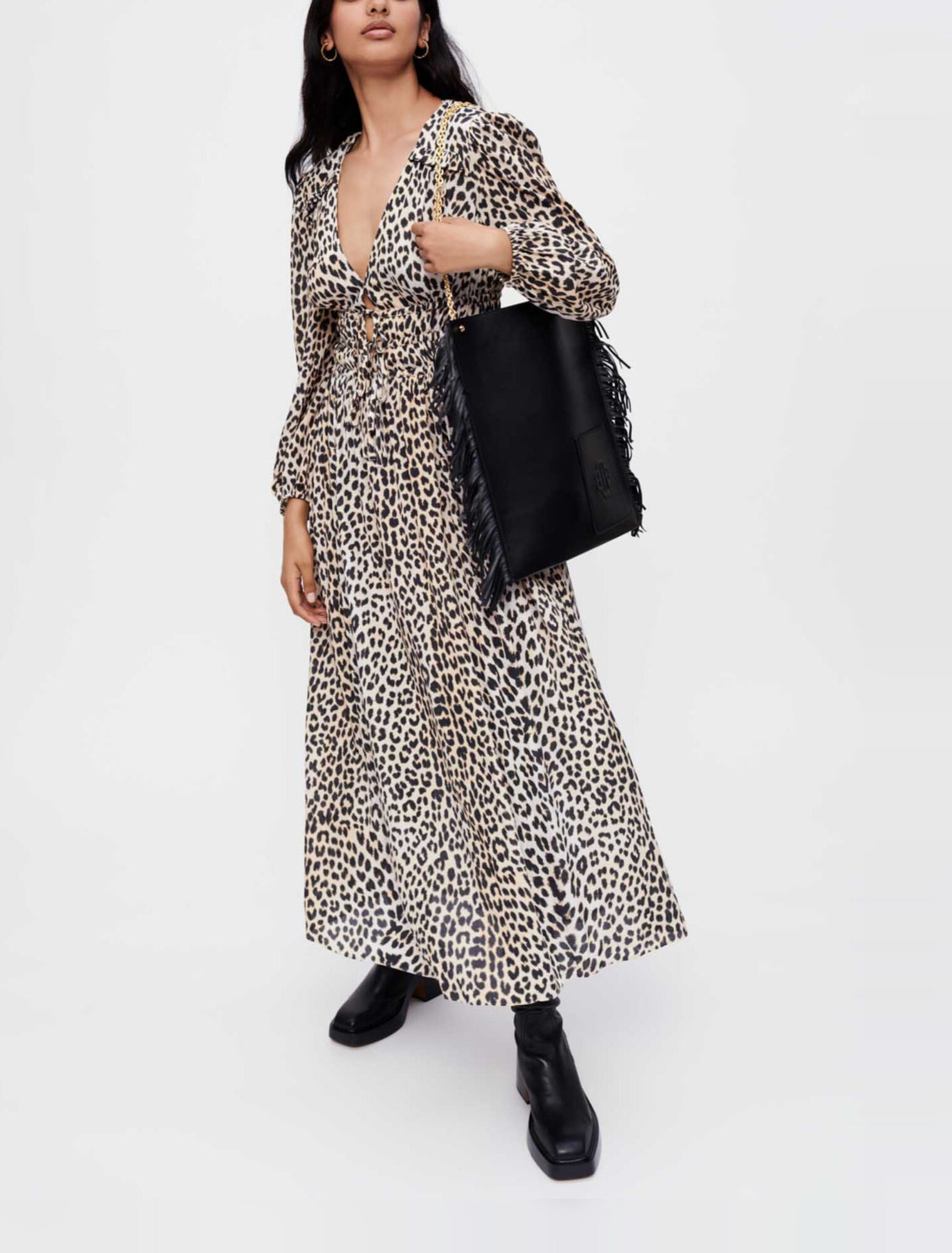 Vestido largo de viscosa con estampado
