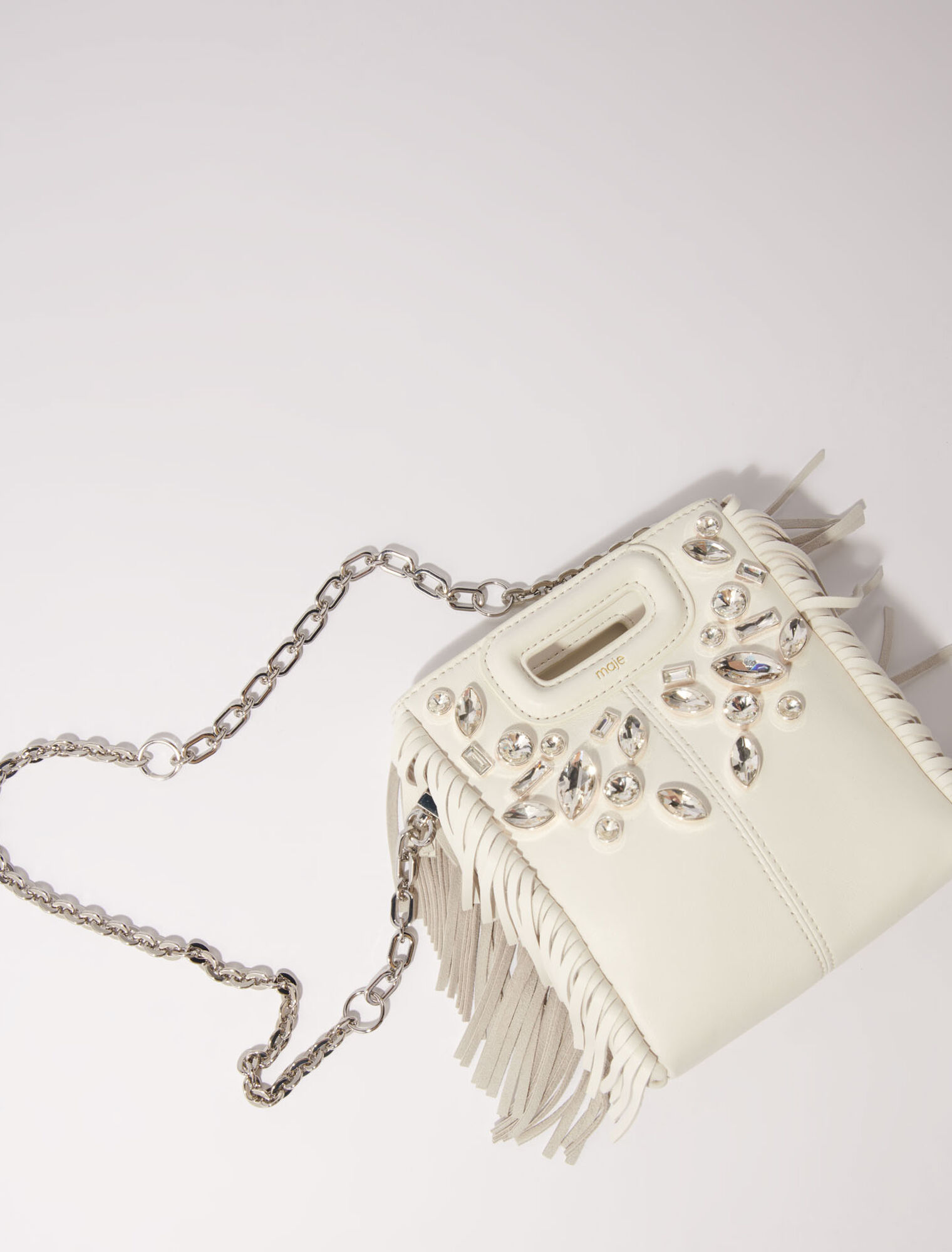 Bolso M mini de cuero con strass