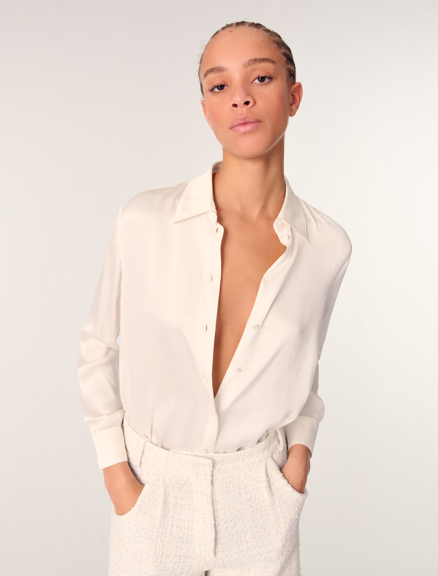 Camisa blanca de seda