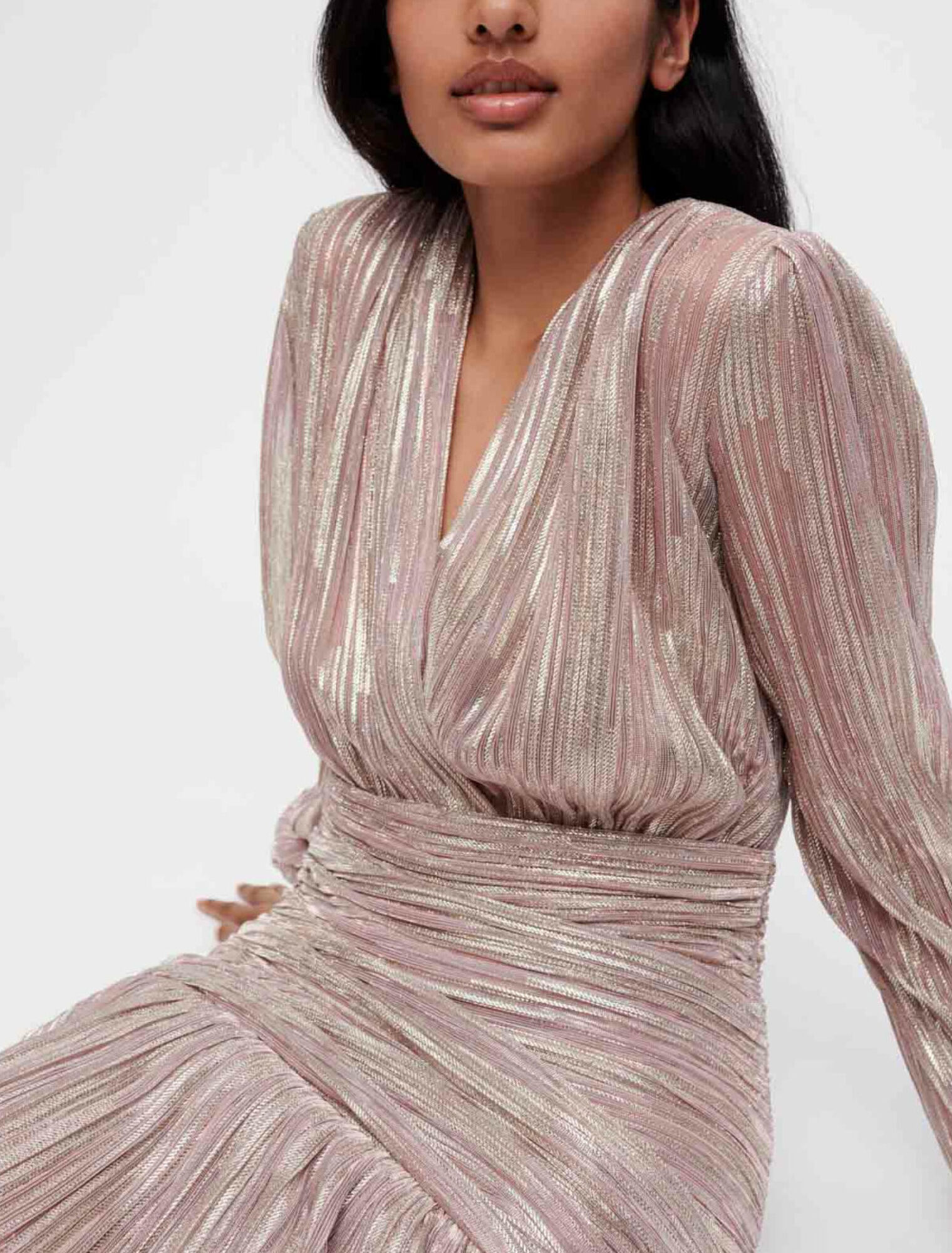 Vestido drapeado de lurex