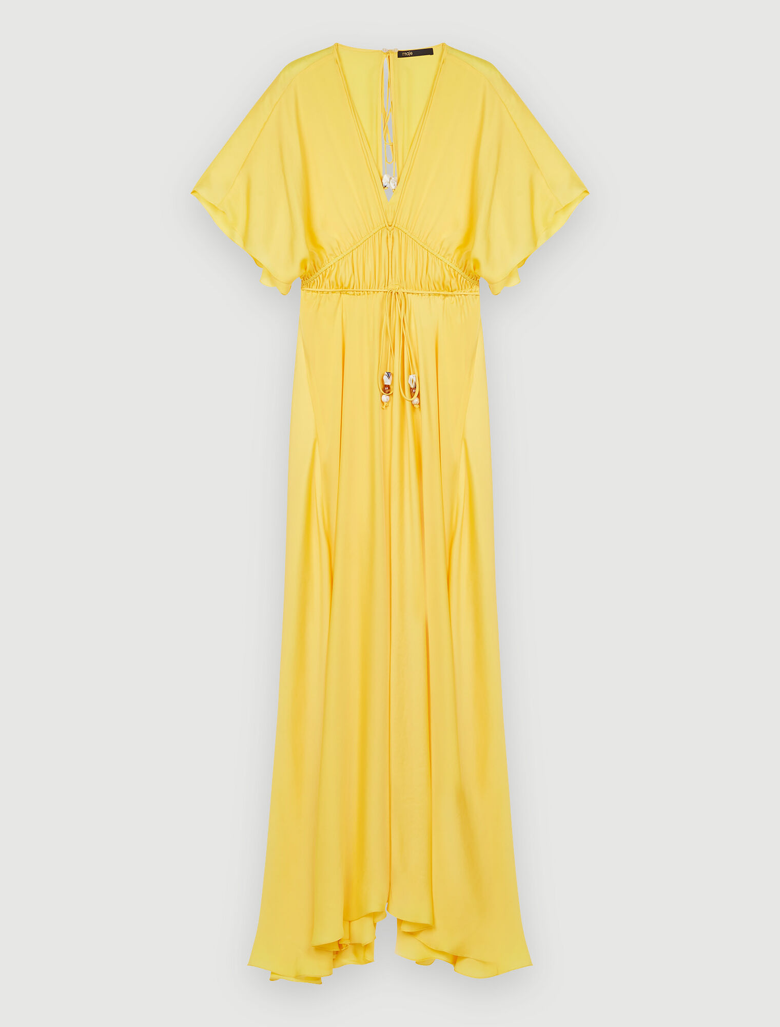 Vestido pañuelo joya de satén y perlas