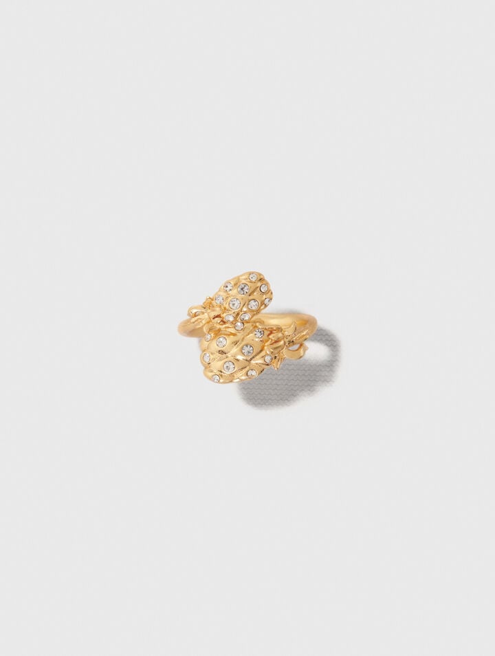 Anillo doble piña con strass