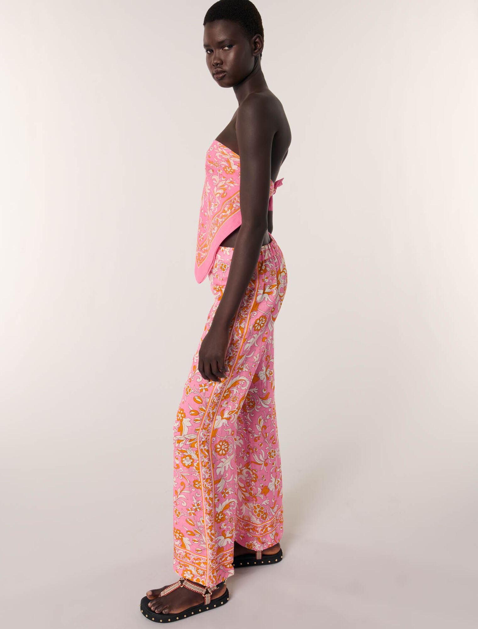 Pantalón de lino estampado