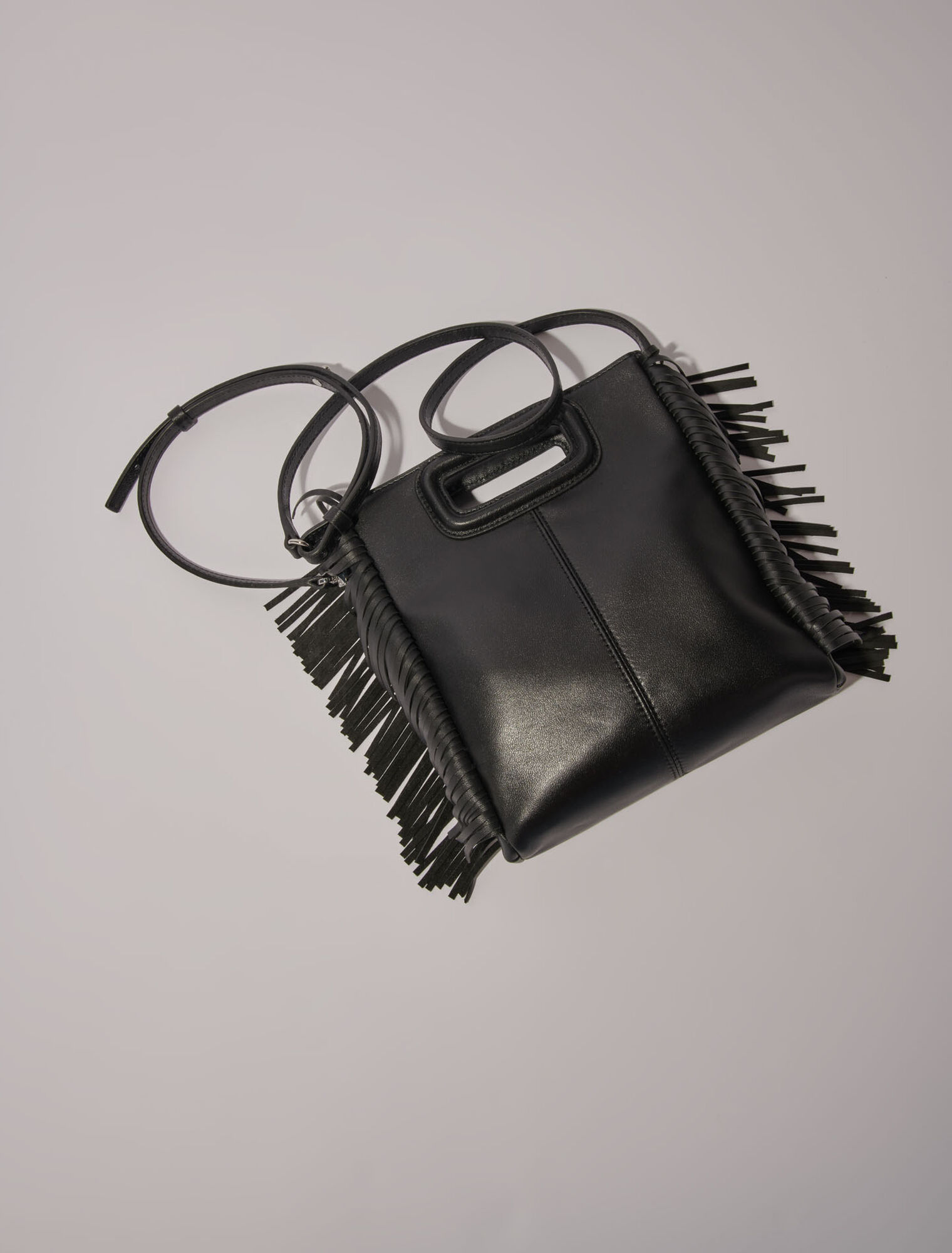 Bolso M de cuero con ojales