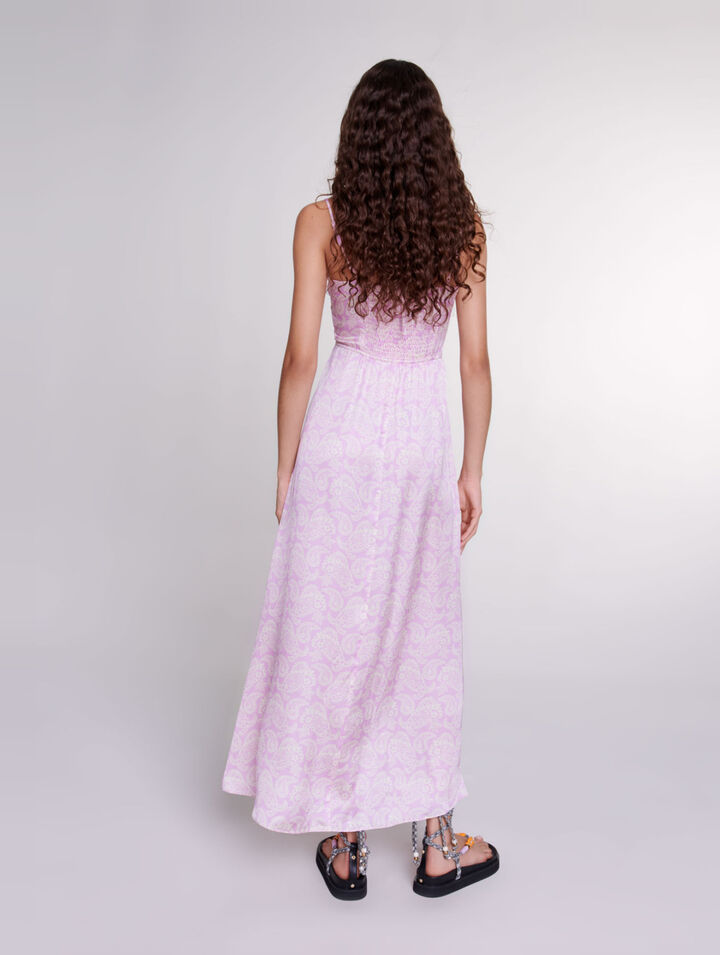 Vestido largo con estampado calado