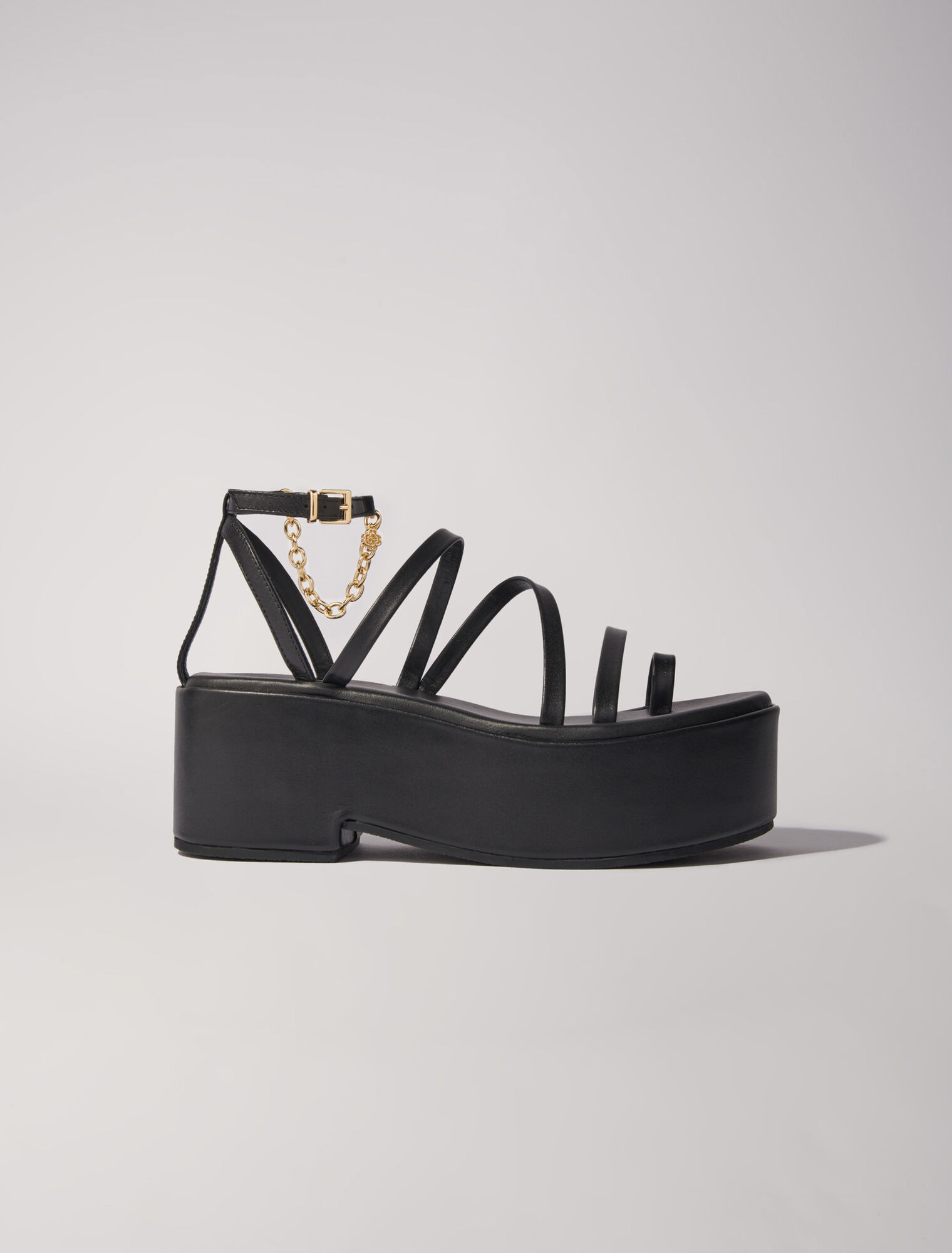 Sandalias de cuña de piel