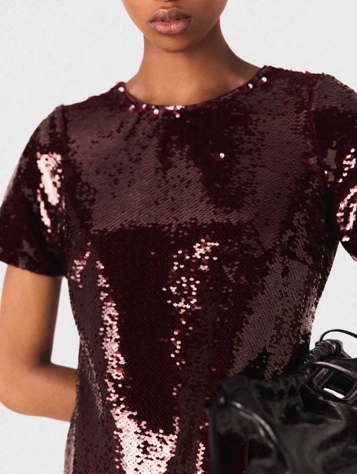 Vestido corto bordado de lentejuelas