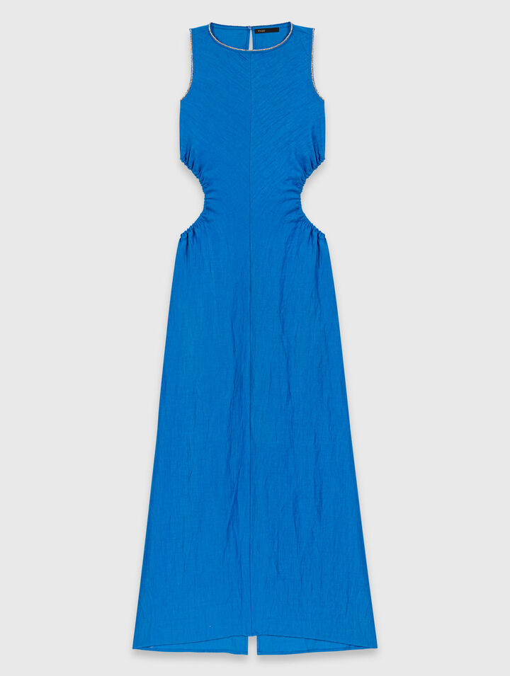 Vestido midi lino mixto sin espalda