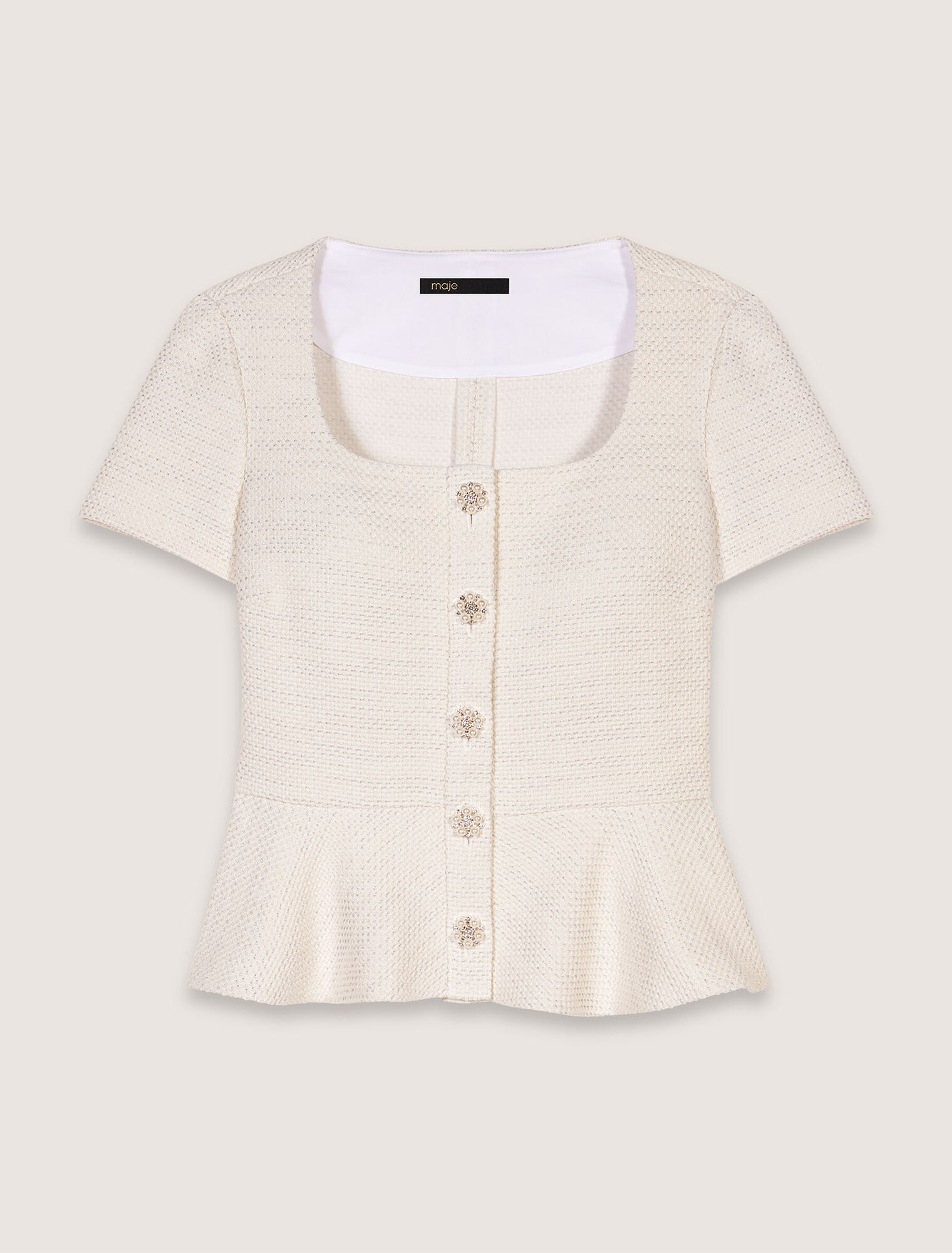 Top peplum de tweed y lurex