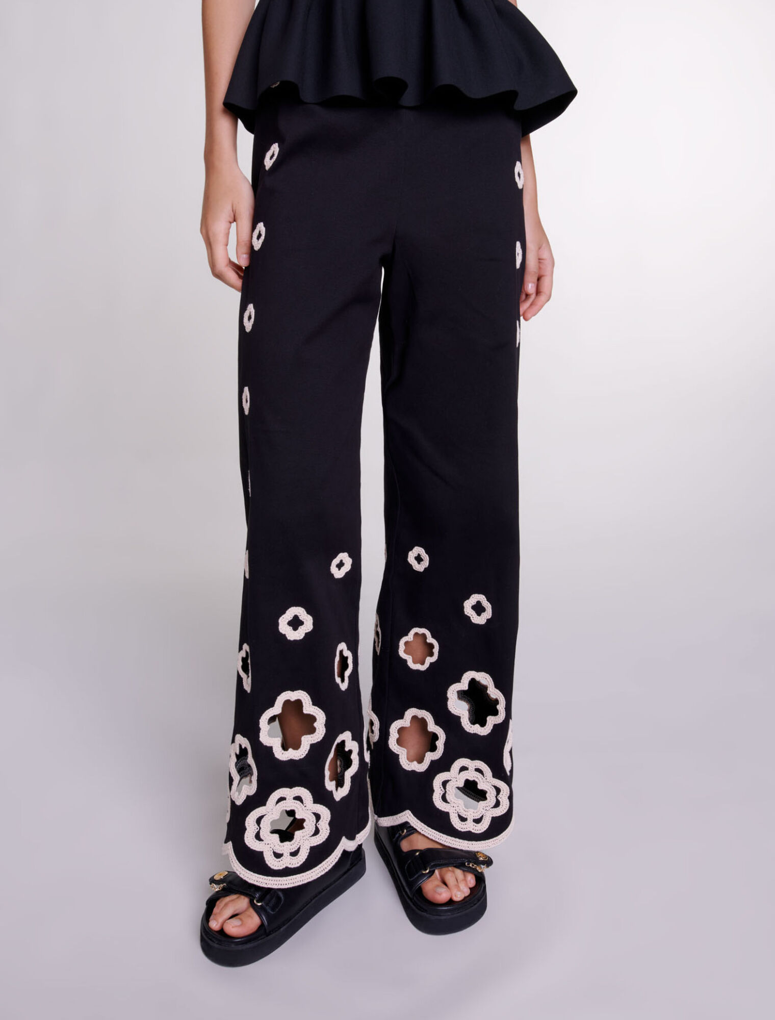 Pantalón ancho de ganchillo