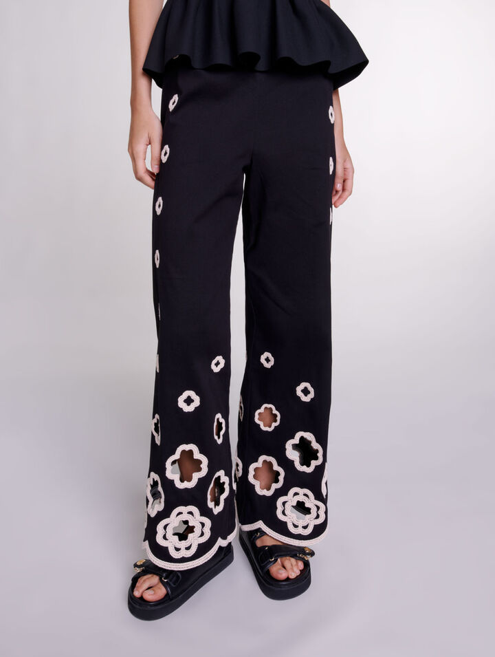 Pantalón ancho de ganchillo