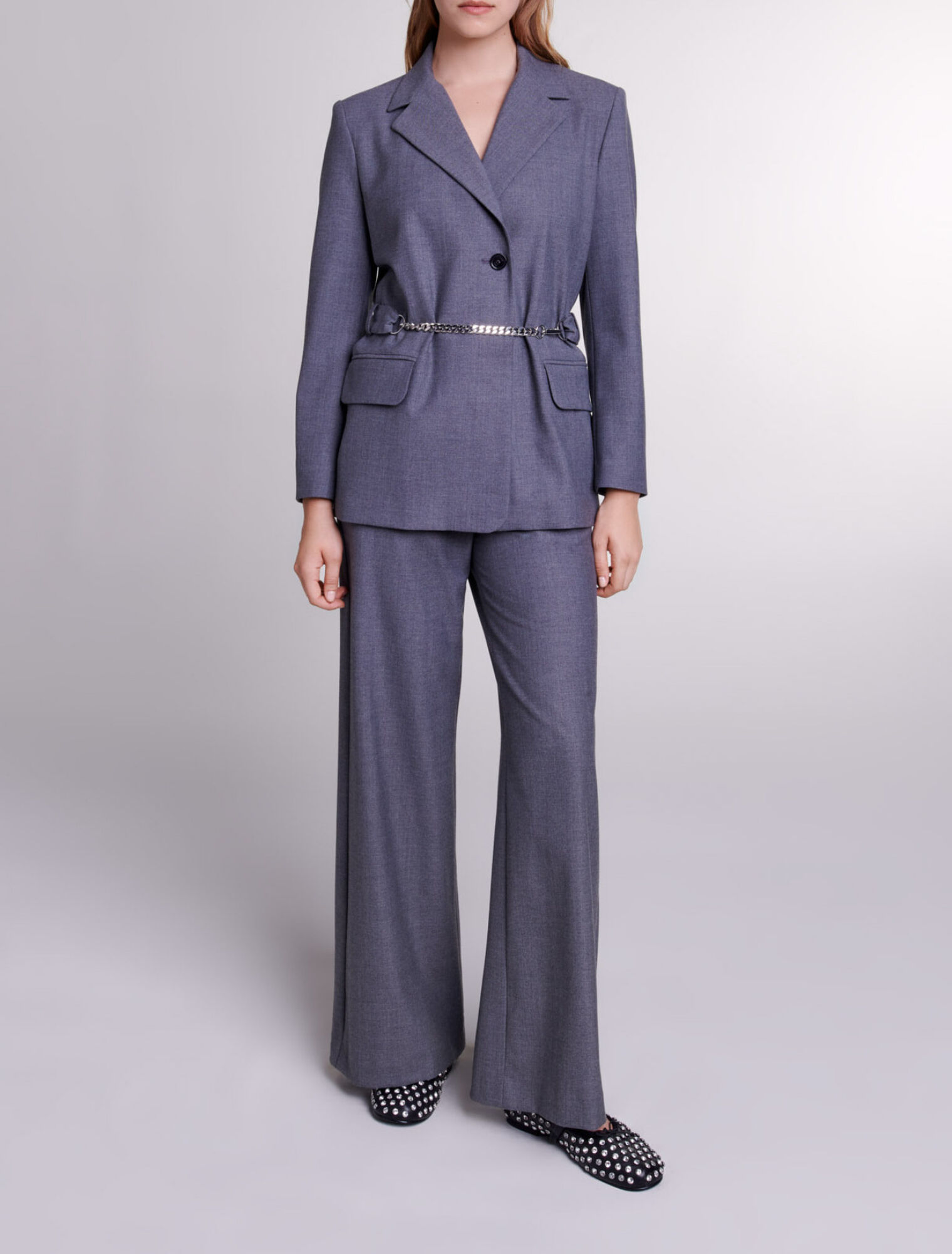 Chaqueta de traje con cinturón