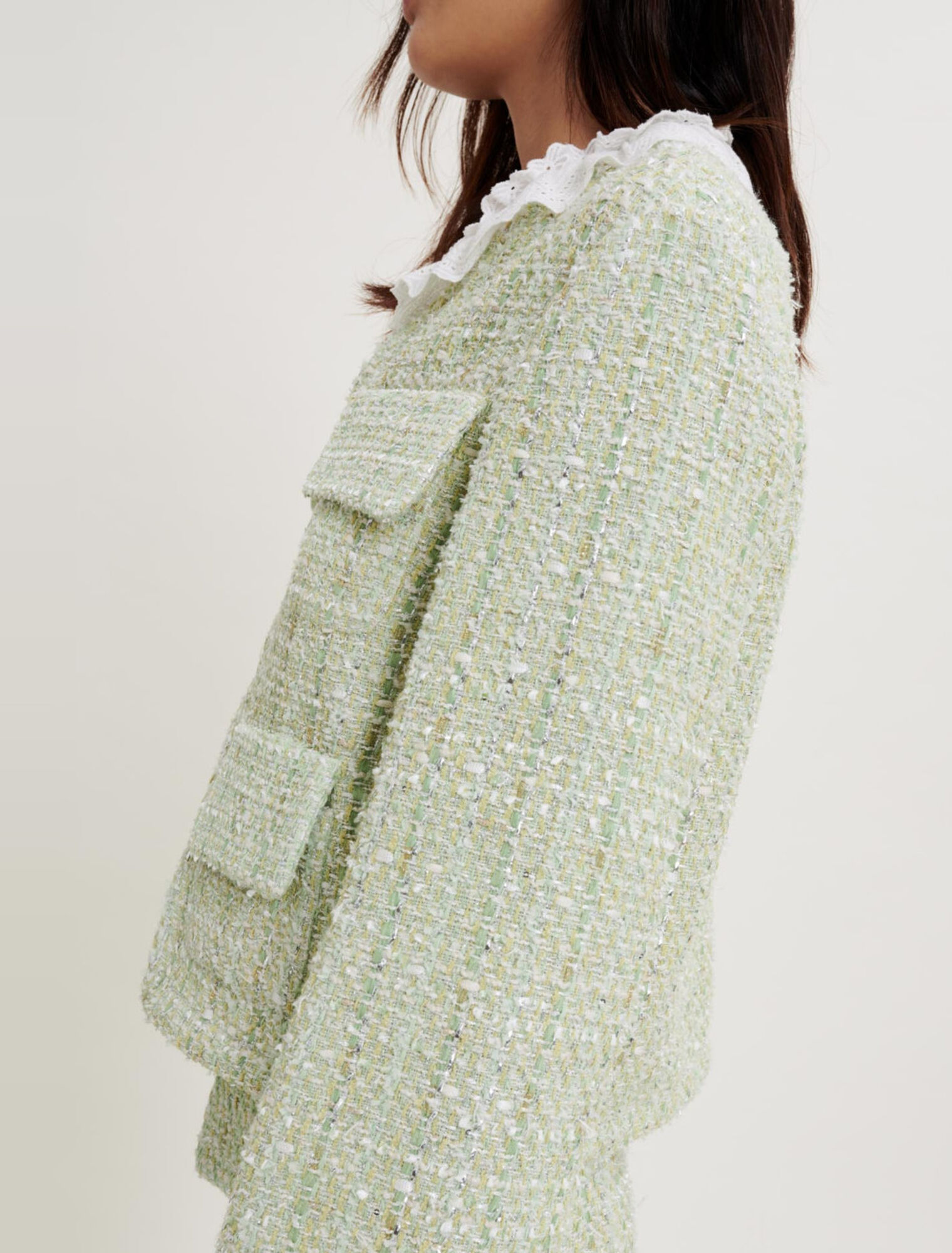 Chaqueta de tweed con brillo