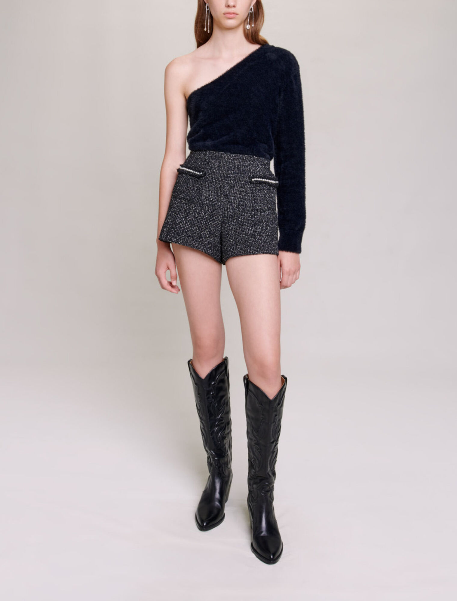 Pantalón de tweed con lentejuelas
