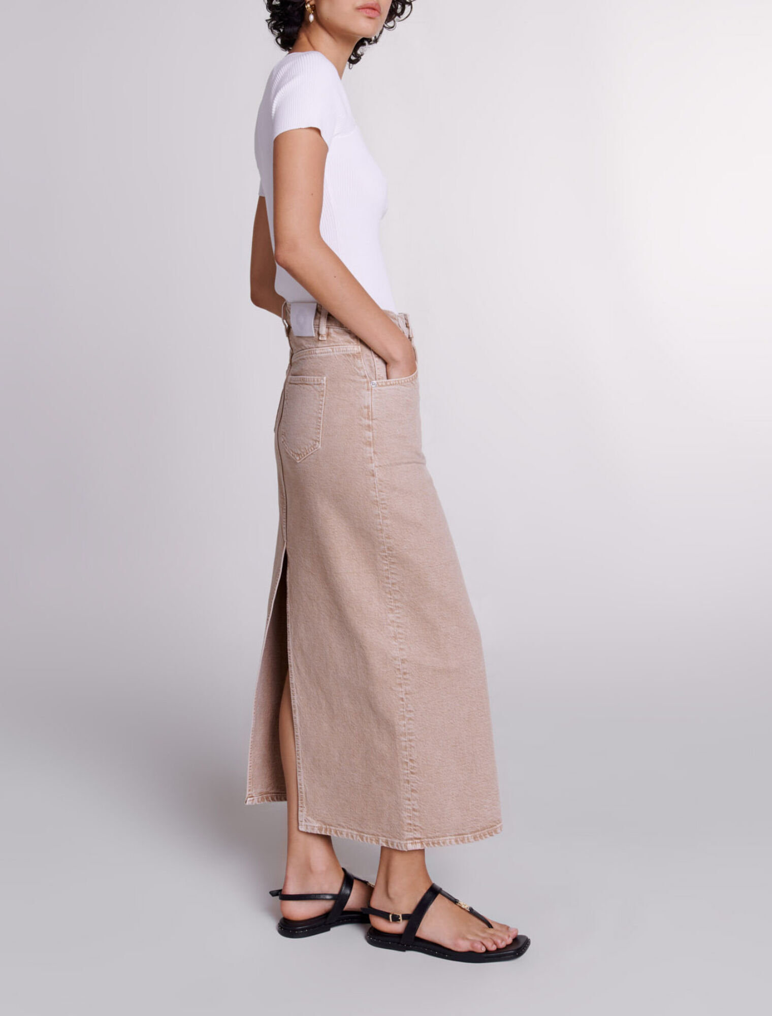 Falda larga en denim