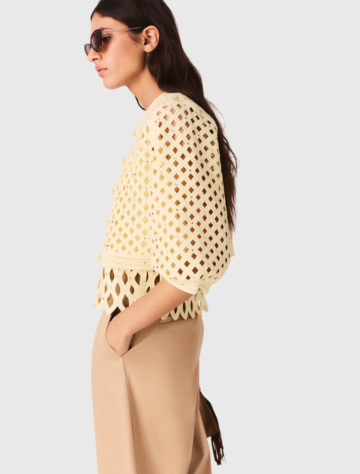 C&aacute;rdigan de ganchillo con strass