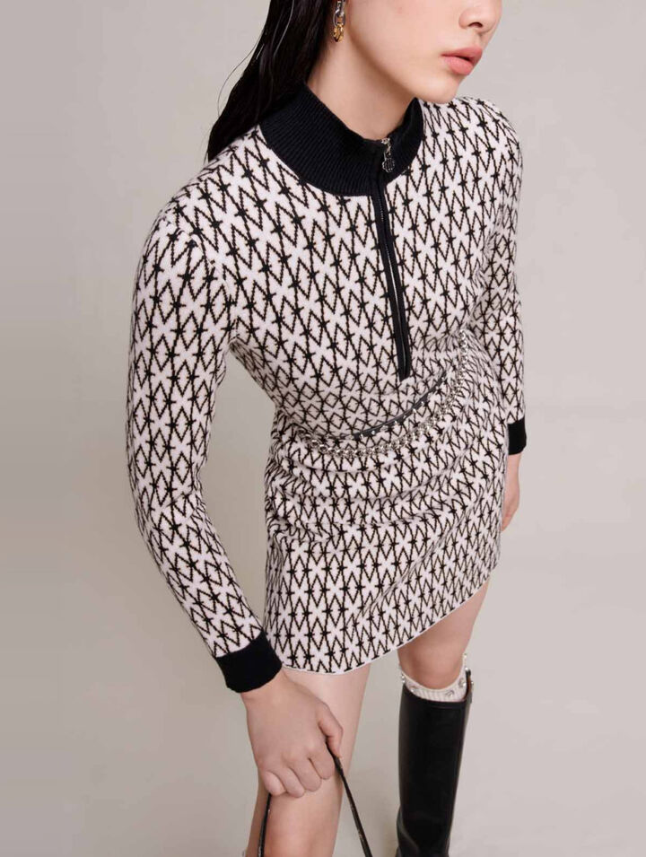 Vestido corto jacquard monograma